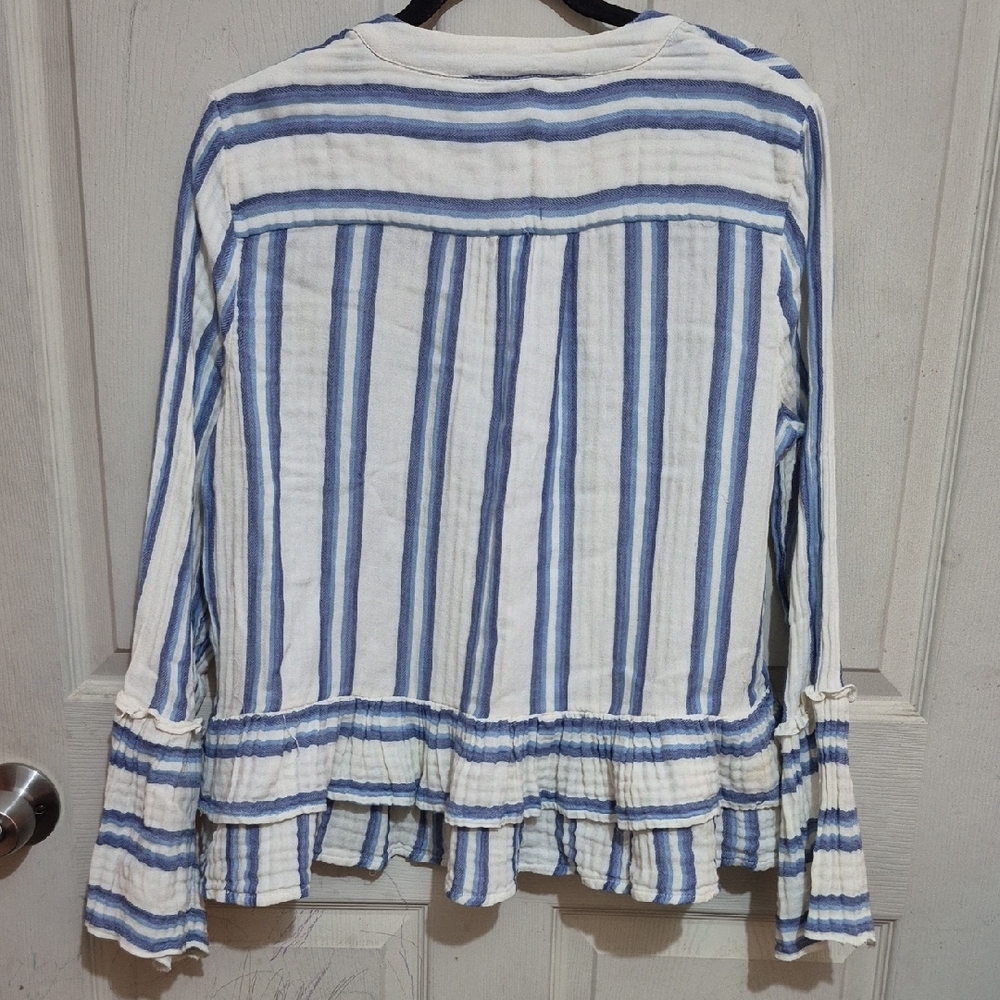 Faherty Blue and White Striped Blouse - Picture 7 of 7